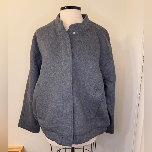 Abercrombie & Fitch Women's Wool Blend Grey Jacket Bomber - Picture 3 of 7
